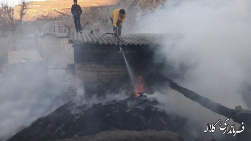 حضور بخشدار پیشکمر در محل آتش سوزی انبار محصولات کشاورزی در روستای اورجنلی