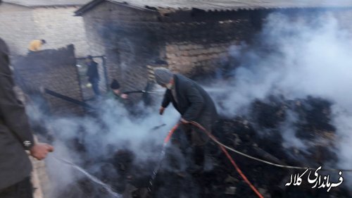 حضور بخشدار پیشکمر در محل آتش سوزی انبار محصولات کشاورزی در روستای اورجنلی
