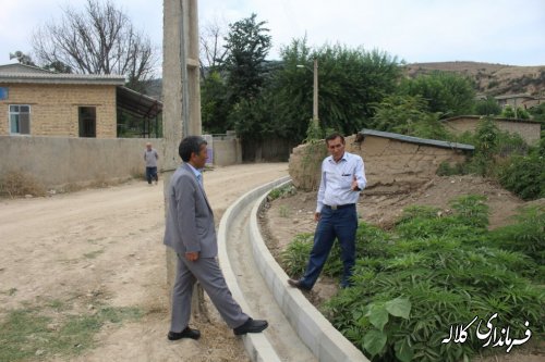 بازدید بخشدار پیشکمر از اجرای پروژه هدایت آبهای سطحی روستای اورجنلی